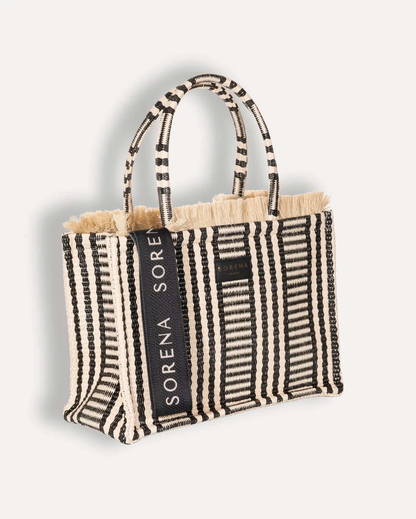 Rechte Seite Ammos Medium Tote Bag Sorena Greece, Strandstimmung Ammos Sandtöne handgefertigter Shopper Griechenland.