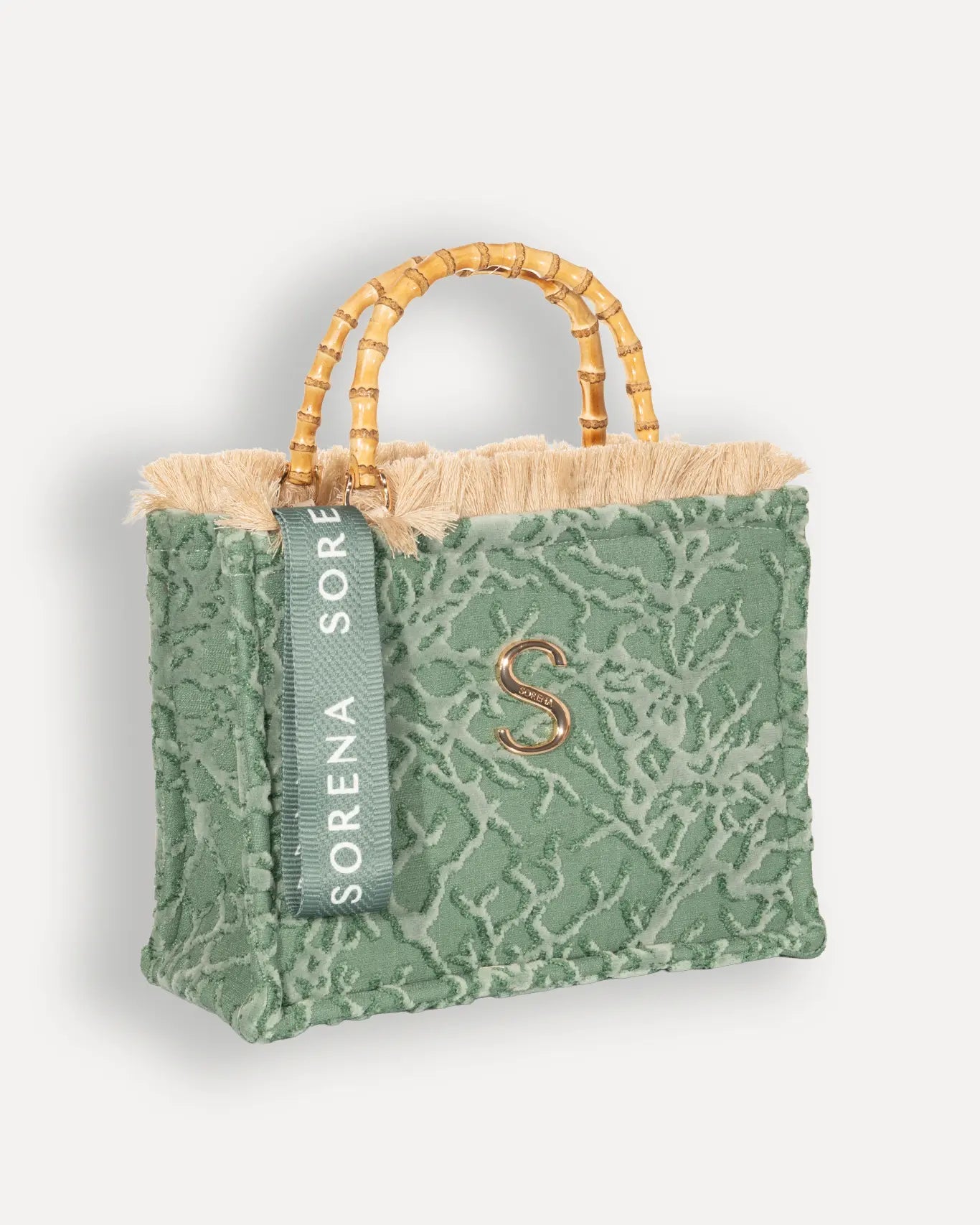 Rechte Seite Esmeralda Medium Tote Bag Sorena Greece, meeresinspiriertes Grün Blau Gewebe Shopper Griechenland Cycladitissa.