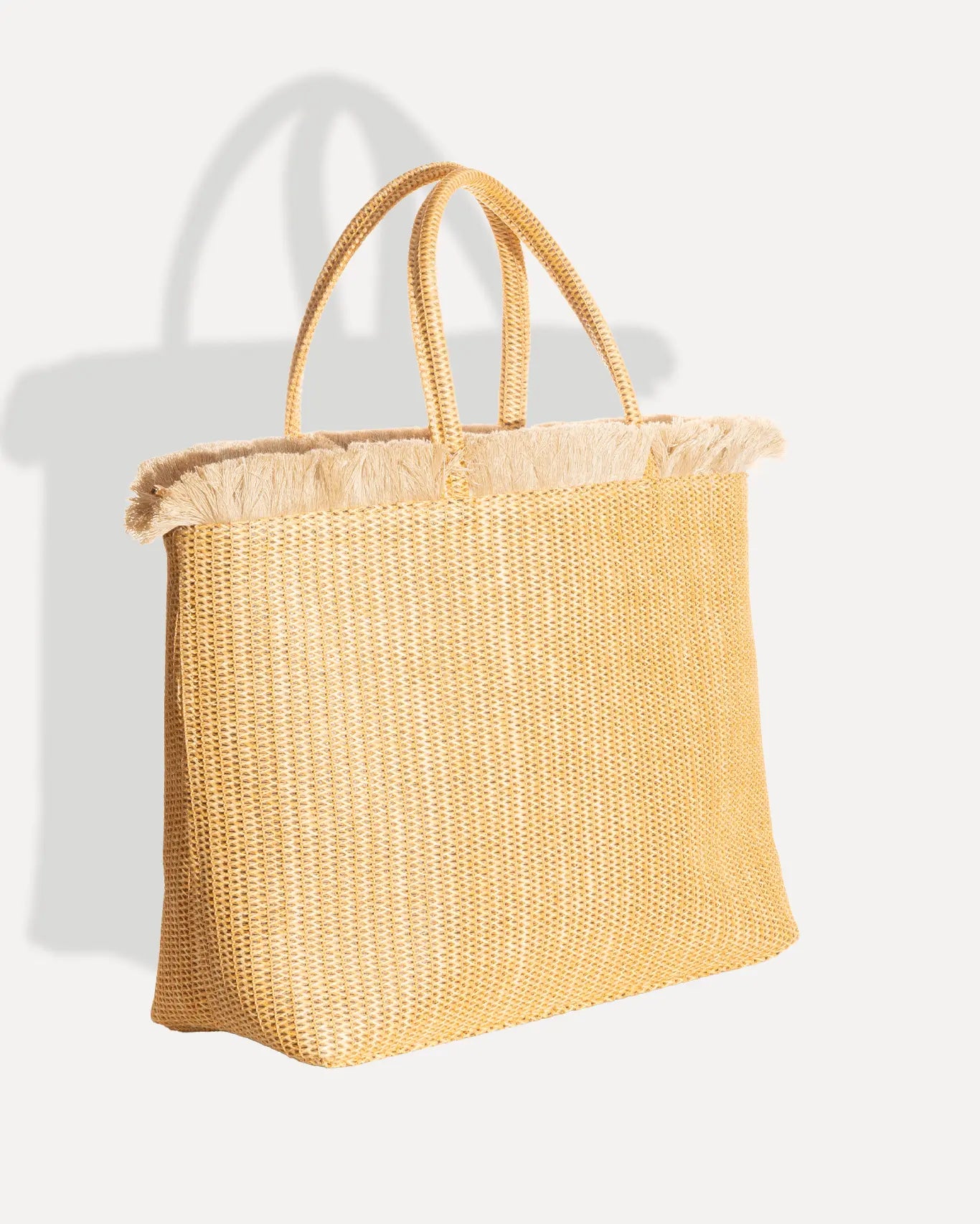 Rückseite Falbala Beach Bag Sand Sorena Greece, sandfarbene Falbala Strandtasche Rückseite wasserdichtes Innenfutter handgefertigt