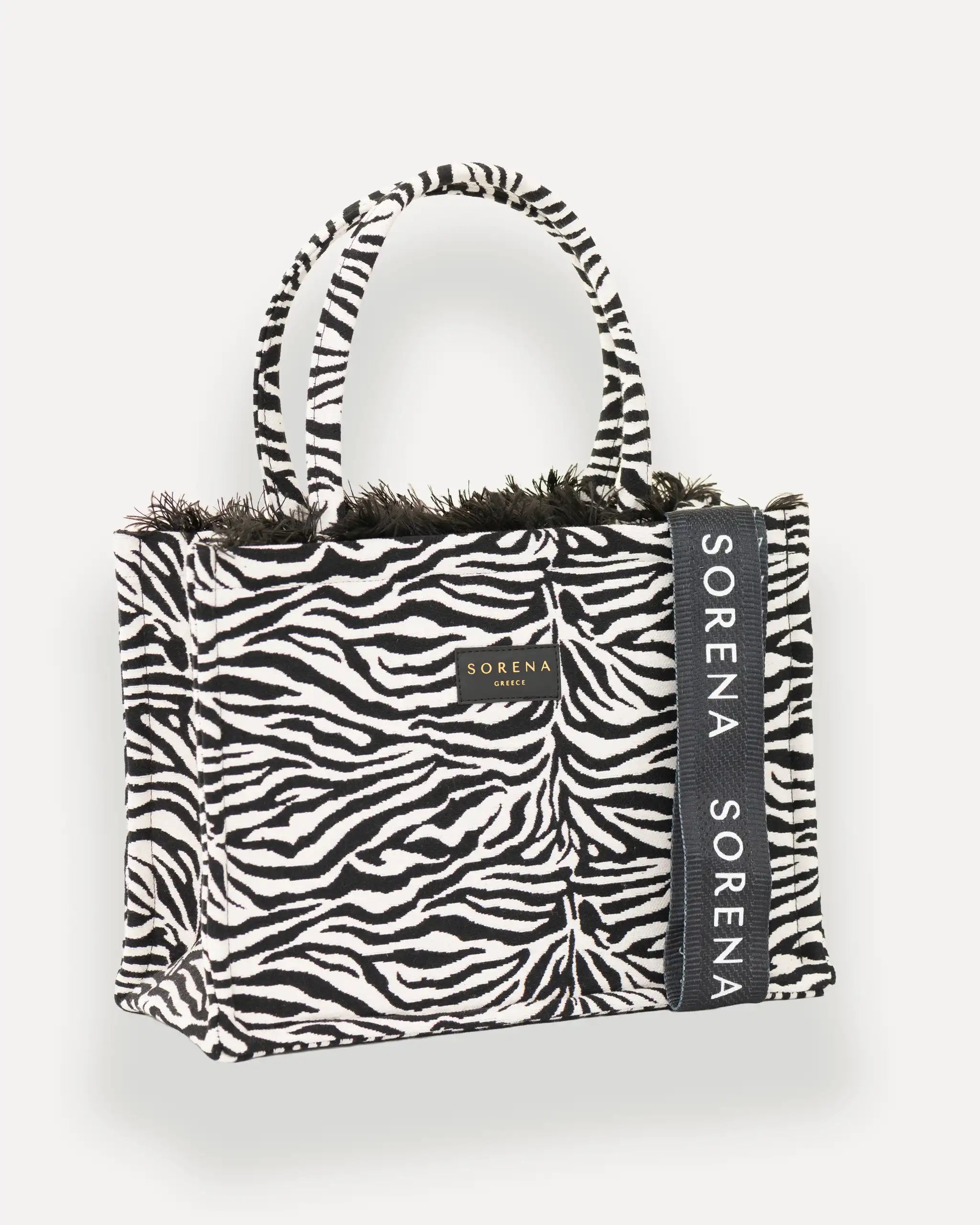 Sorena Greece Shopper Zegina Schwarz, Weiss - Zebra, vegan