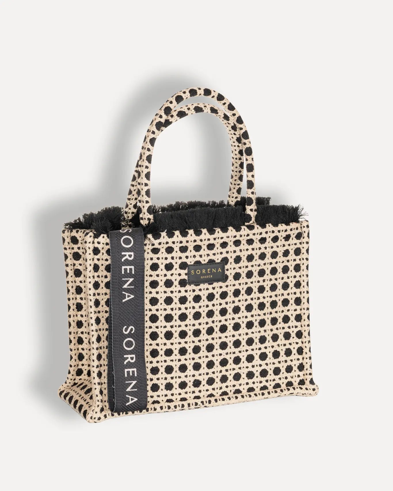 Rechte Seite Madalena Medium Tote Bag Sorena Greece, Madalena Shopper Goldkette Griffe handgefertigt Griechenland Cycladitissa Kollektion.
