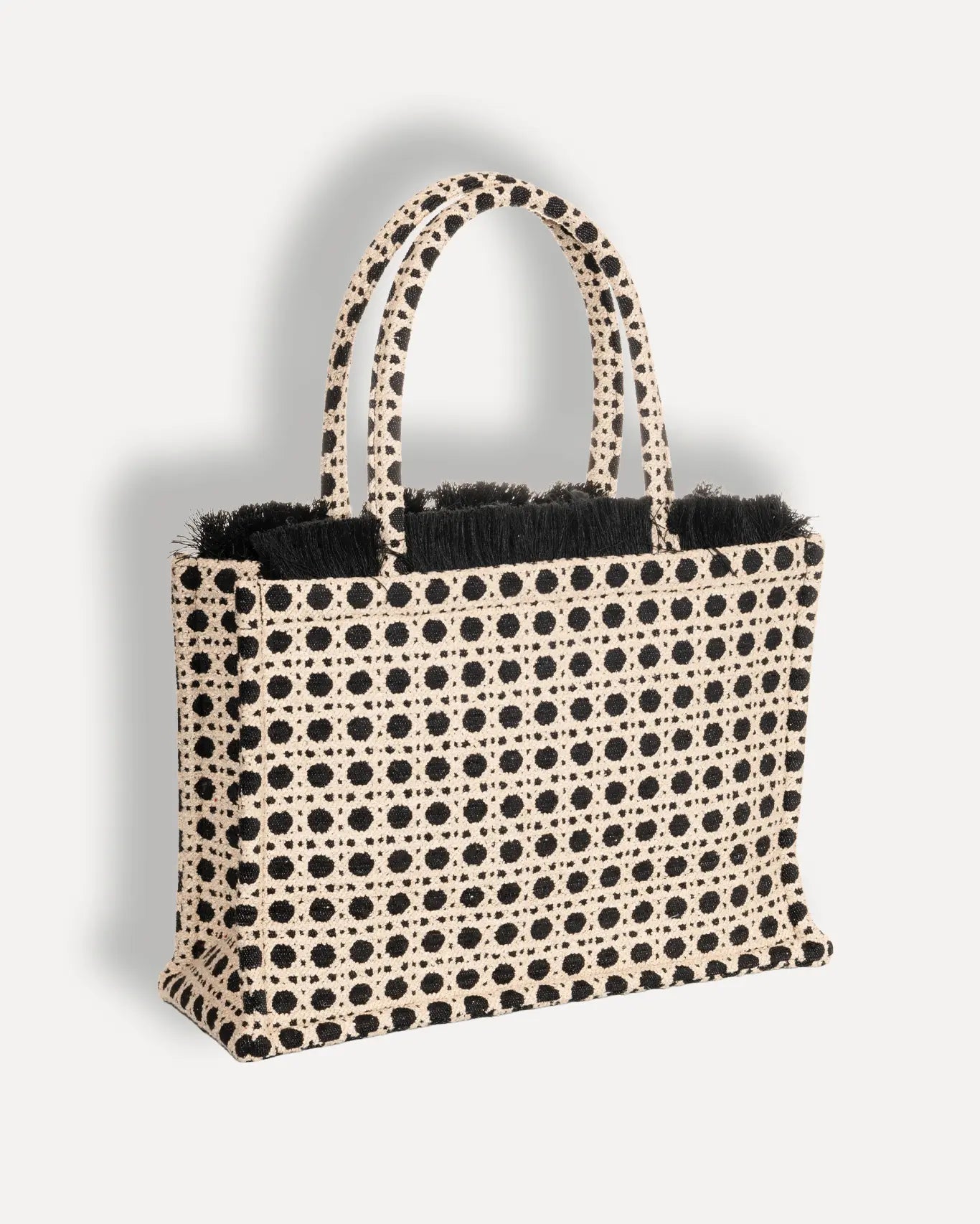 Rückseite Madalena Medium Tote Bag Sorena Greece, Rückseite Madalena Shopper handgefertigte Qualität goldfarbene Details.