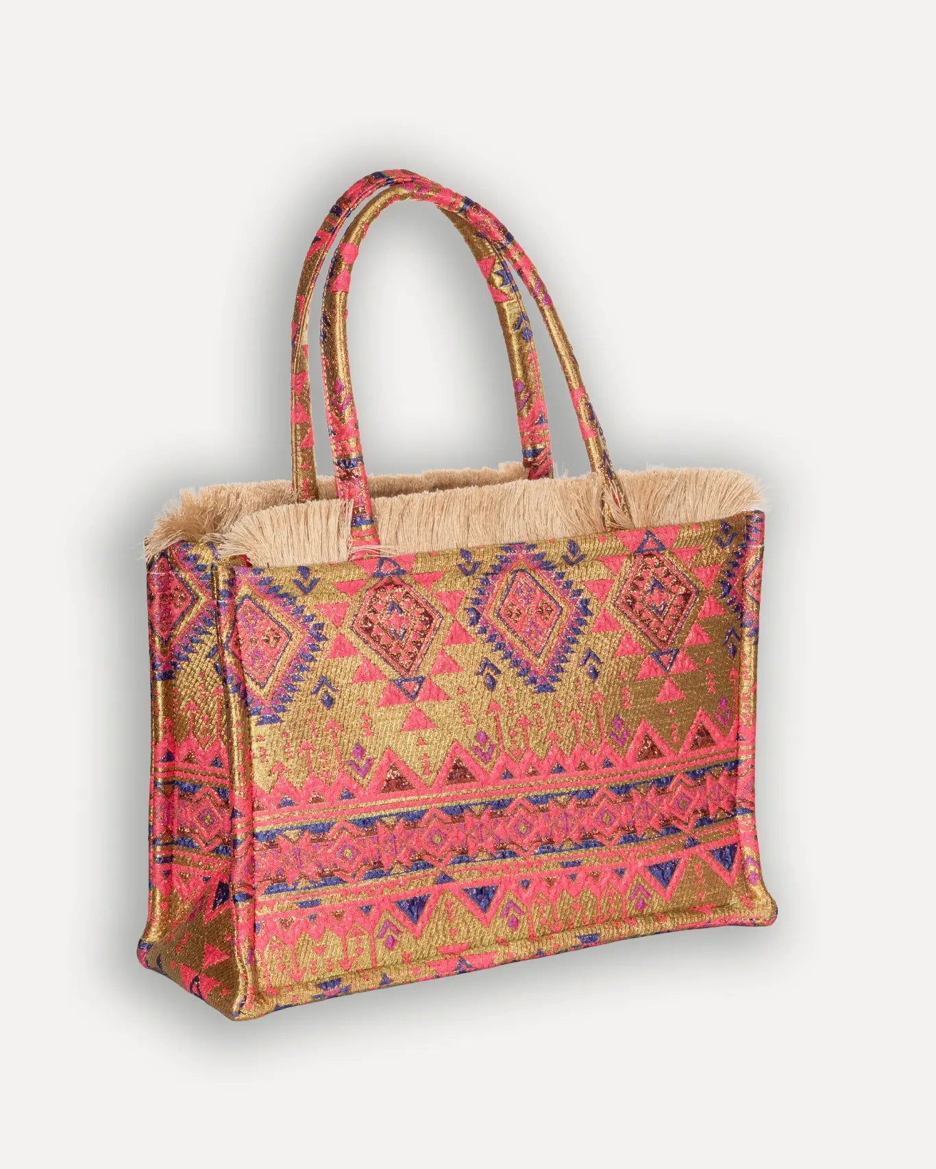 Rückseite Nisiotissa Medium Tote Bag Sorena Greece, handgefertigter Shopper Rückseite saubere Verarbeitung Griechenland.