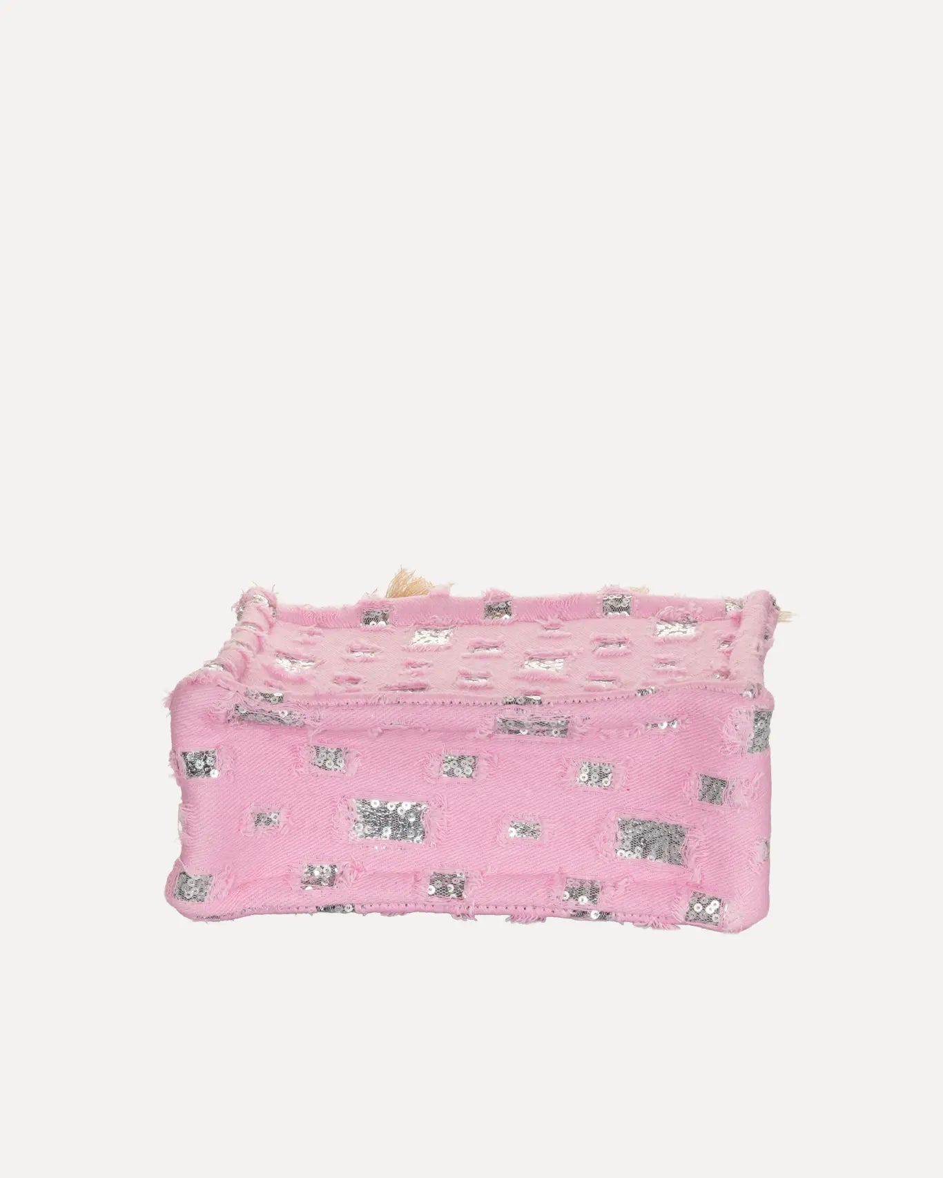 Bodenansicht Rozalia Mini Tote Bag Sorena Greece, flacher Boden kleiner Shopper Rosa Canvas stabile Unterseite