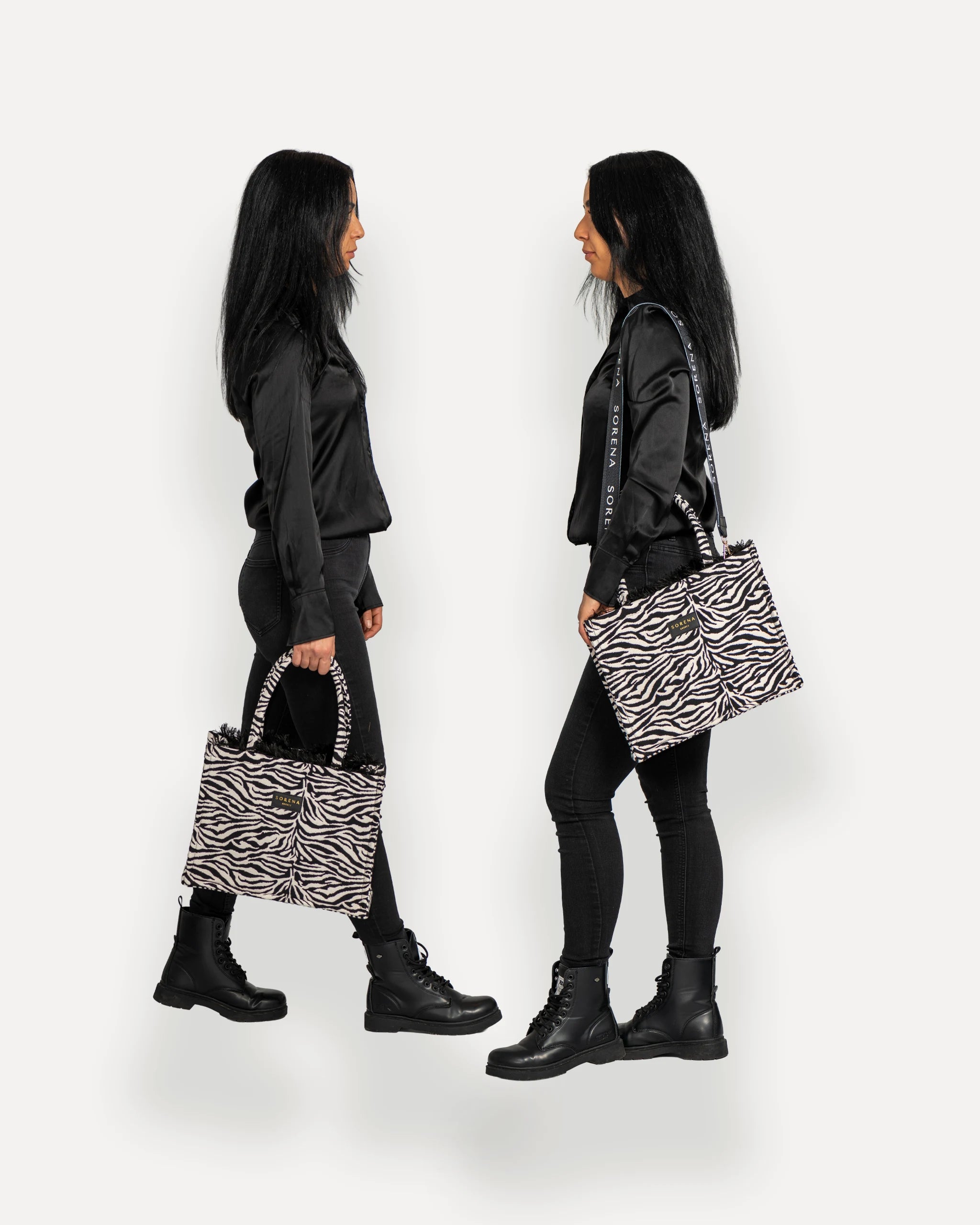 Sorena Greece Shopper Zegina Schwarz, Weiss - Zebra, vegan