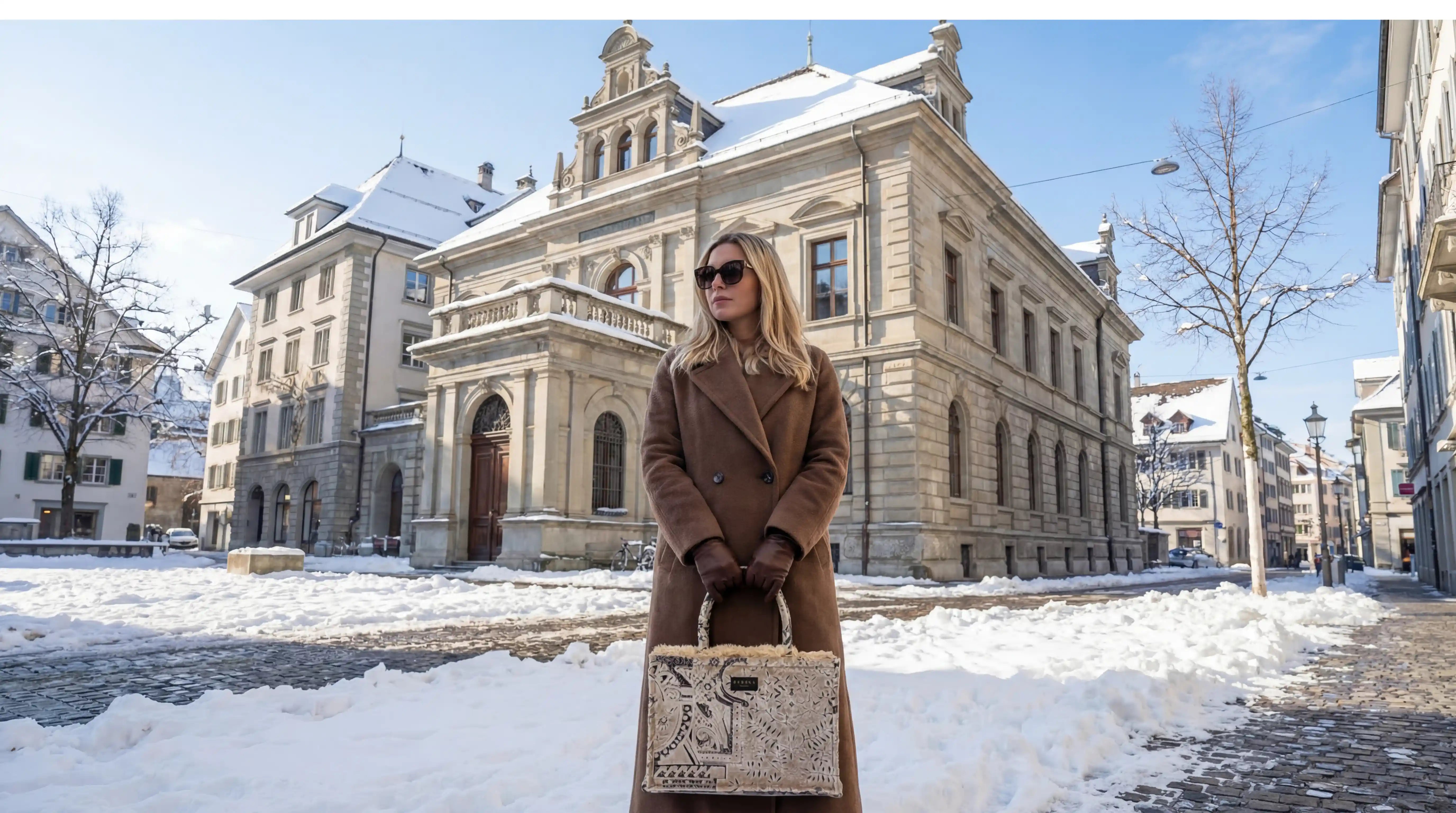 Model trägt eine Sorena Tasche 