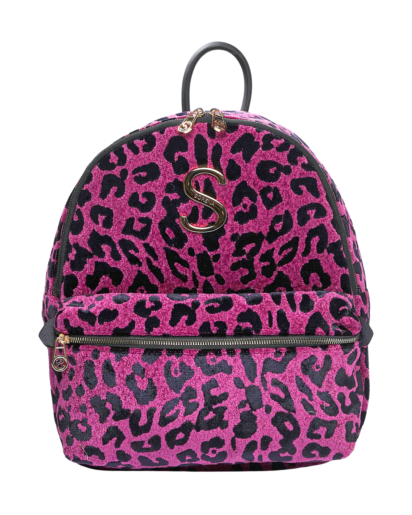 LEOPARD VELVET MAGENTA BACKPACK