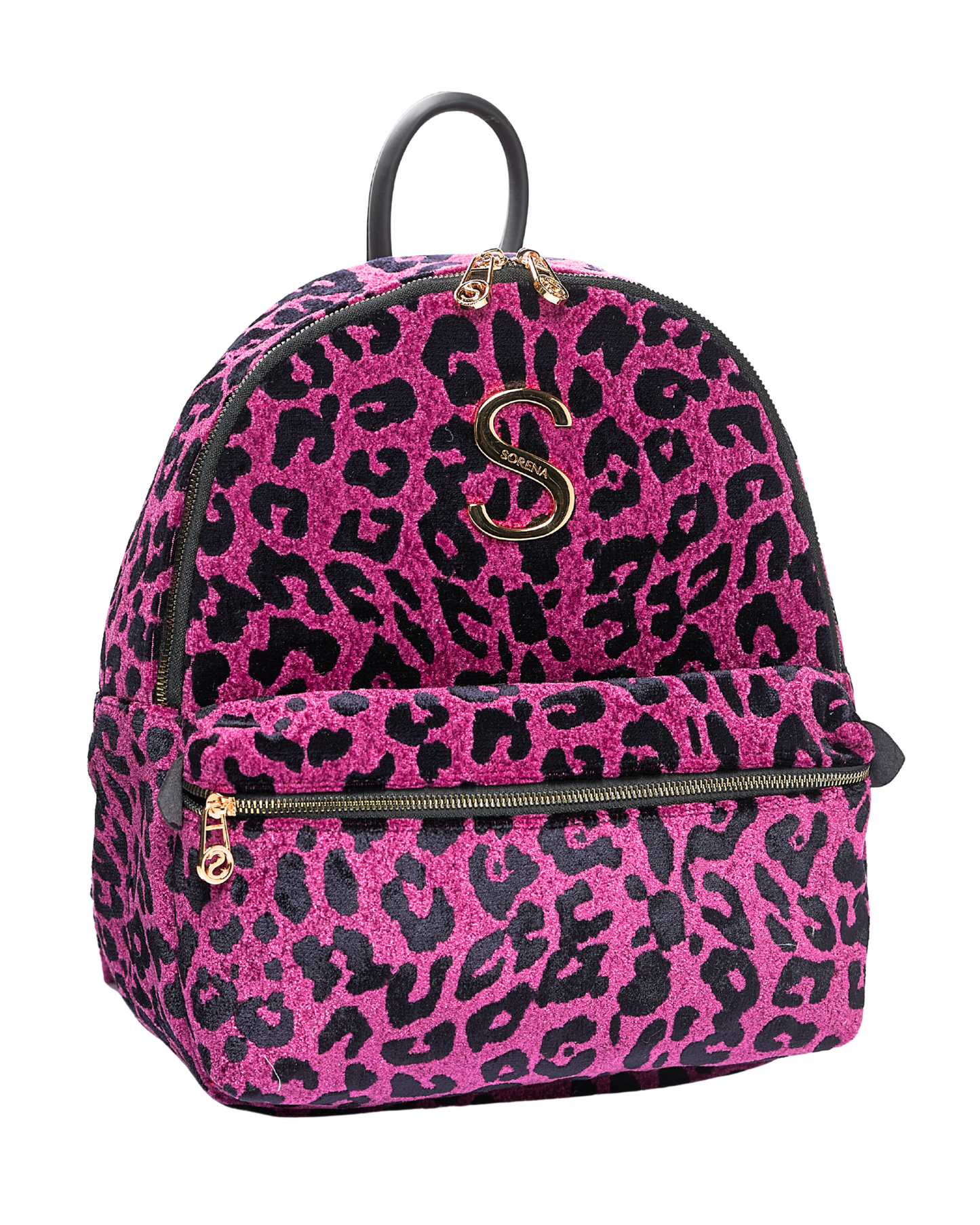 LEOPARD VELVET MAGENTA BACKPACK