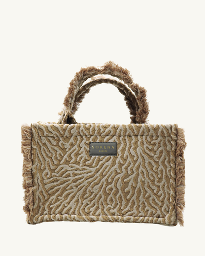 BOHINA MELENIA Shopper – handgemachte vegane Tasche mit strukturierter Oberfläche, frontal fotografiert.