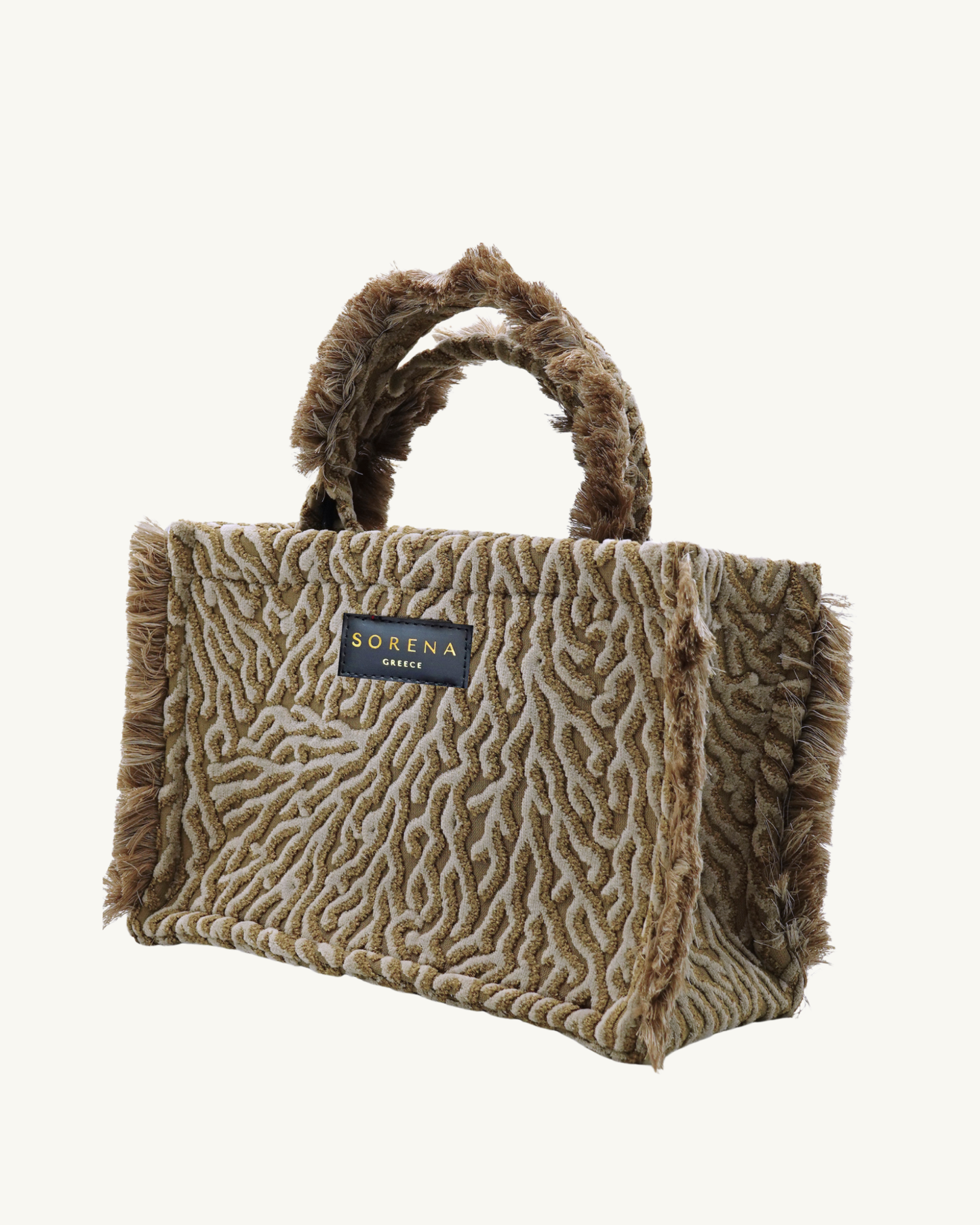 BOHINA MELENIA Shopper links – handgefertigte Tasche aus Griechenland mit texturiertem Muster