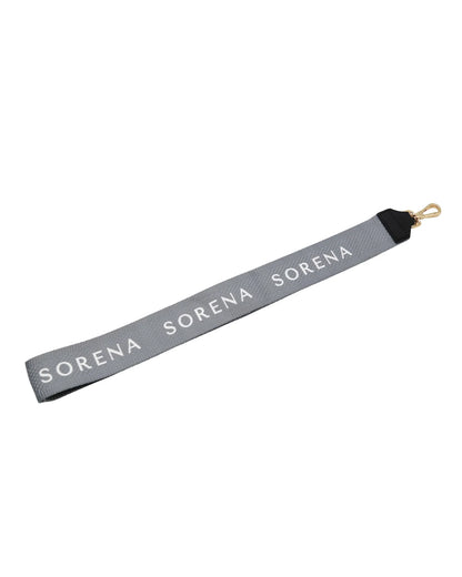 Schwarzer SORENA-Gurt mit weißem Schriftzug – verstellbar, zum Umhängen, Accessoire für ELEONORA Shopper