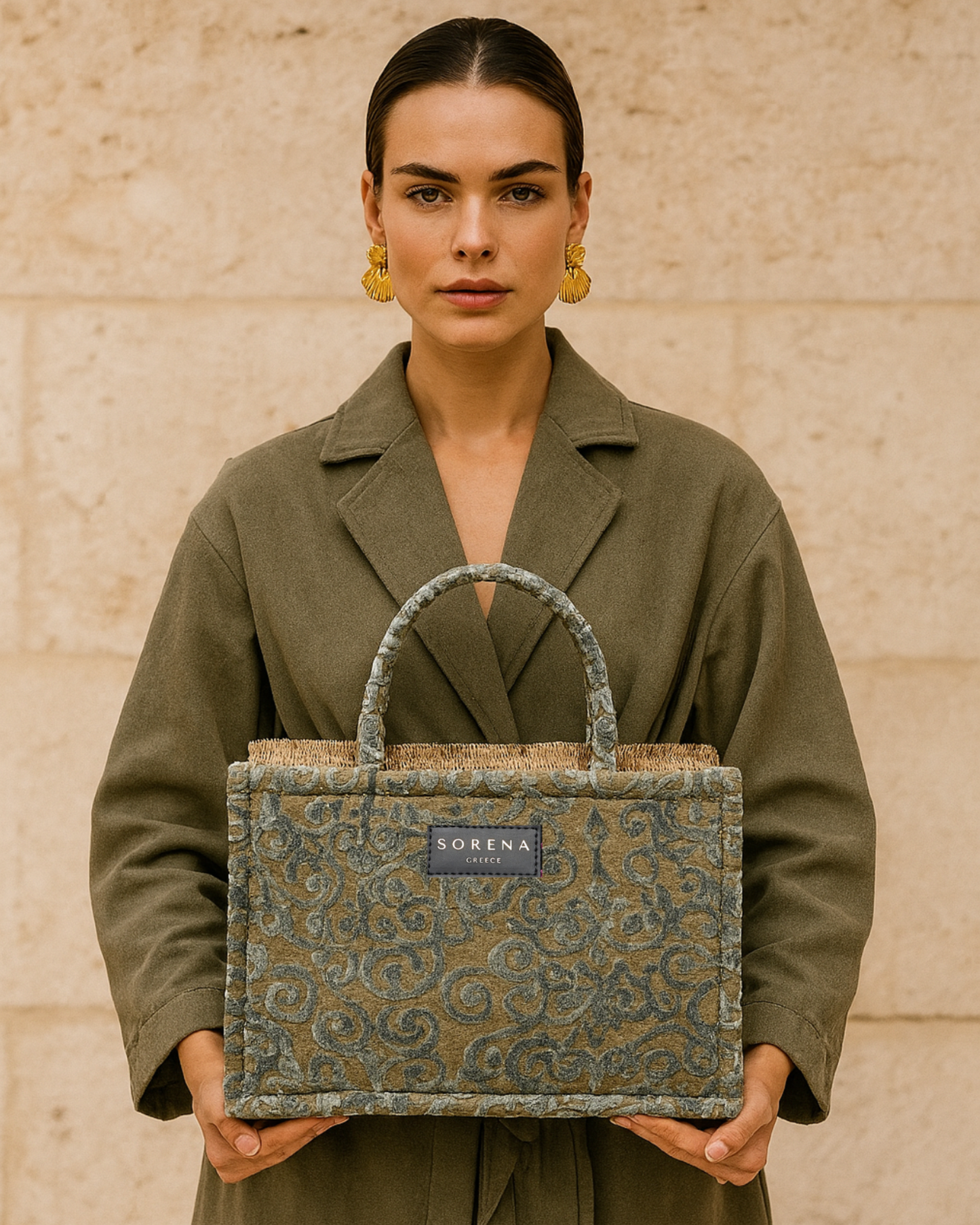 ELEONORA Shopper am Model – Statement-Bag mit floraler Struktur & Fransen, handgemacht & stilvoll getragen