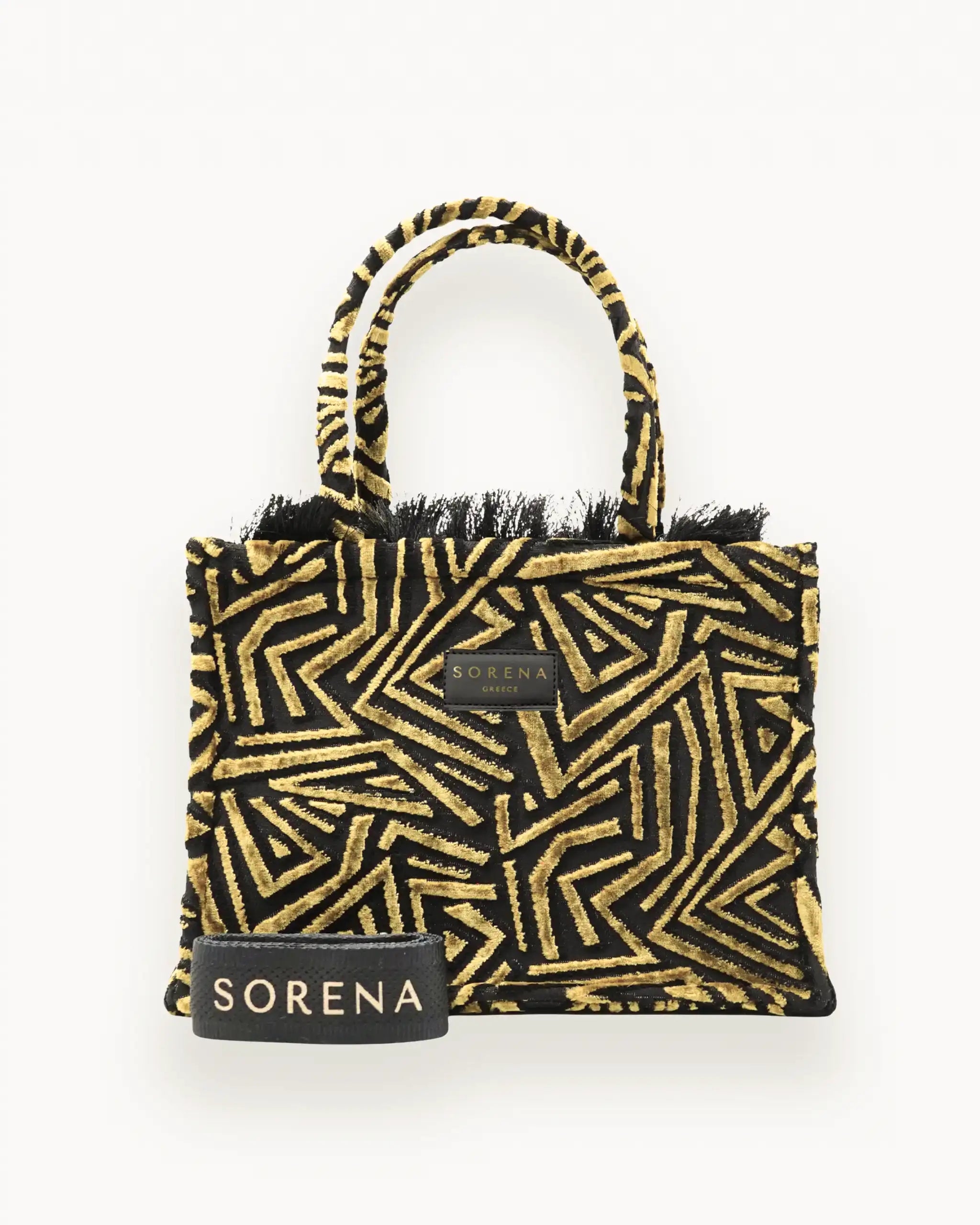 Sorena Greece Shopper Sylvana Schwarz, Gold - edel, vegan
