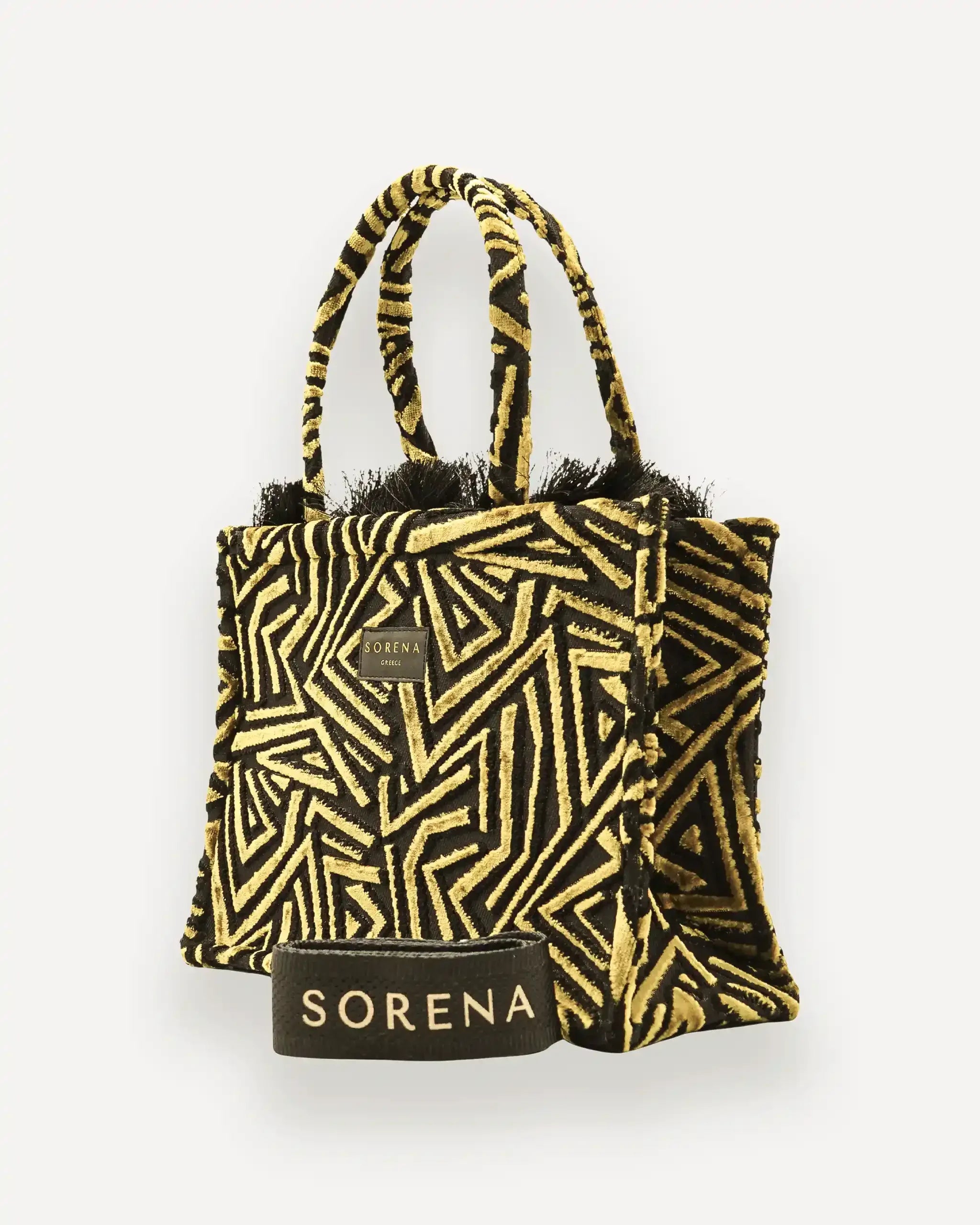 Sorena Greece Shopper Sylvana Schwarz, Gold - edel, vegan