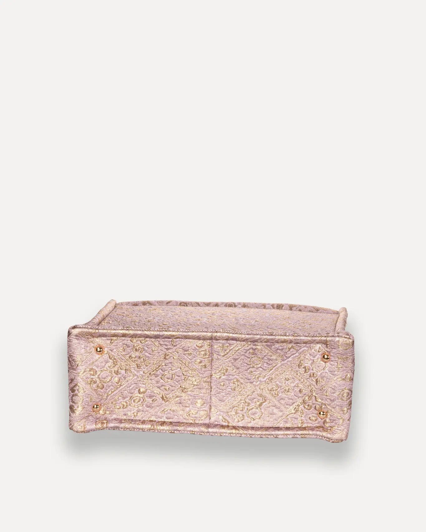 Bodenansicht Anemi Medium Tote Bag Sorena Greece, samtiger Boden Rosegold mittlerer Shopper Unterseite handgefertigt.
