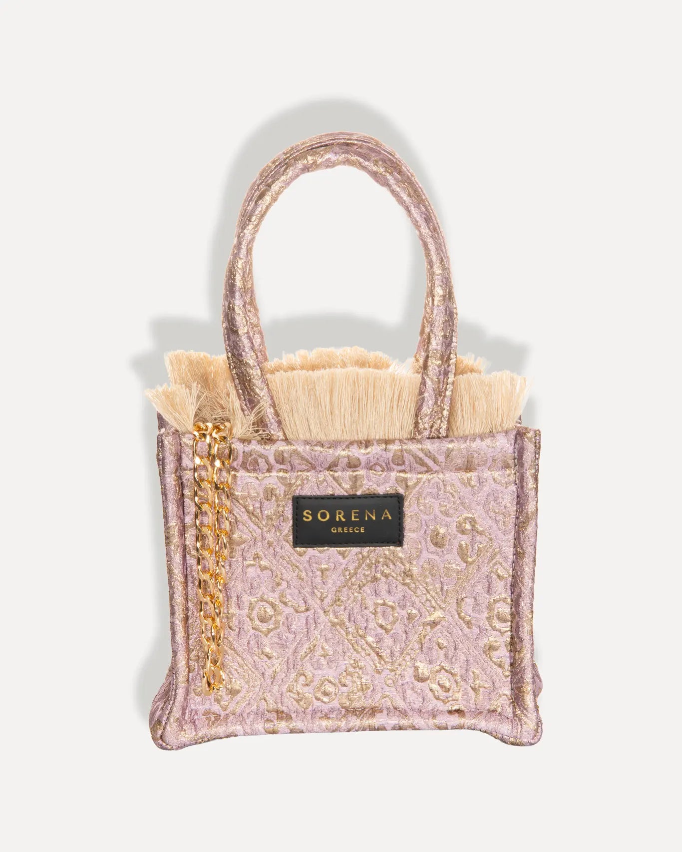 Sorena Greece Anemi Mini Tote Bag kleiner Samtvelour Tote Bag in Rosegold Aegäis Sonnenuntergang Palette, handgefertigt Griechenland