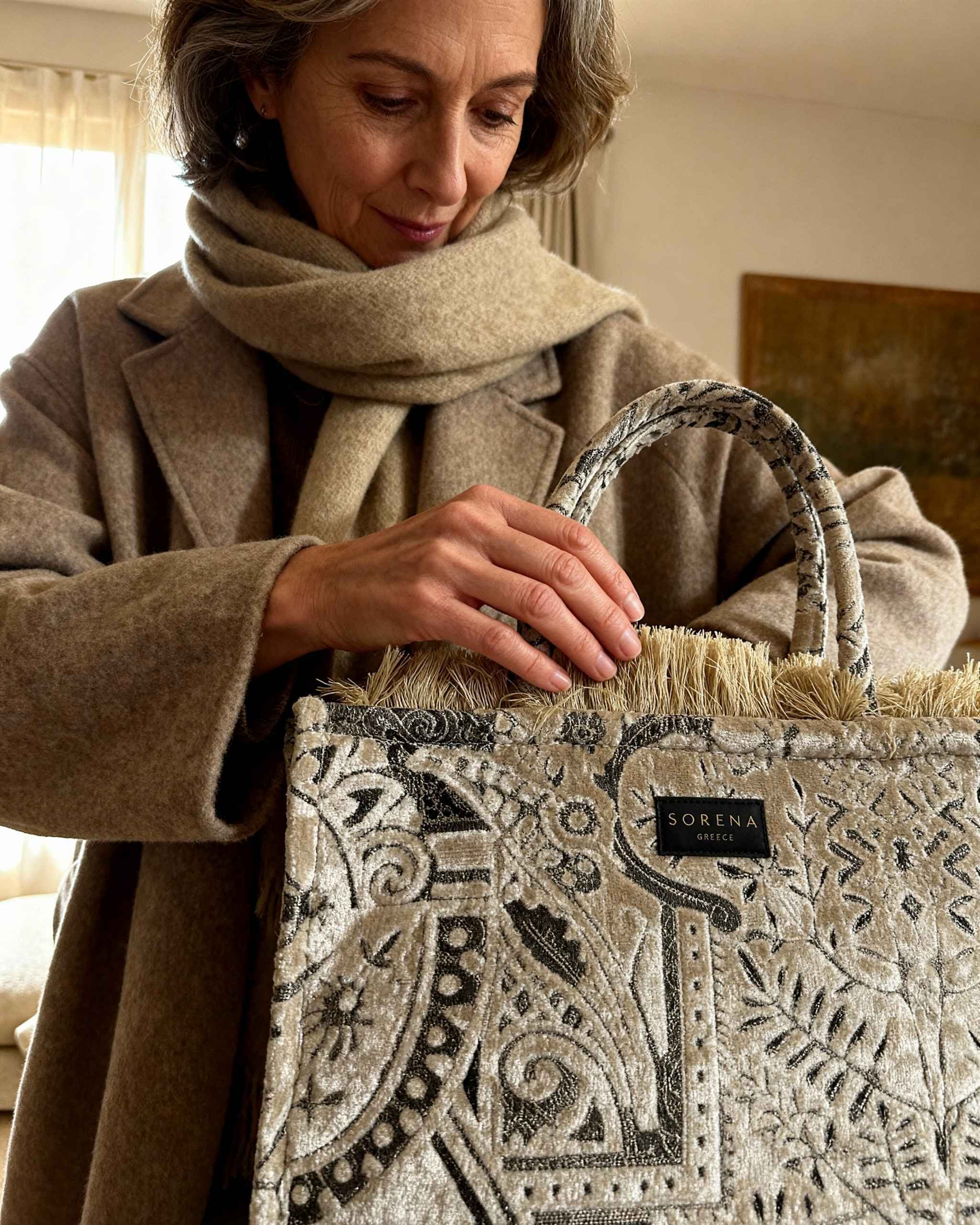 Sorena Greece Shopper Angelina Beige - handgemacht, vegan