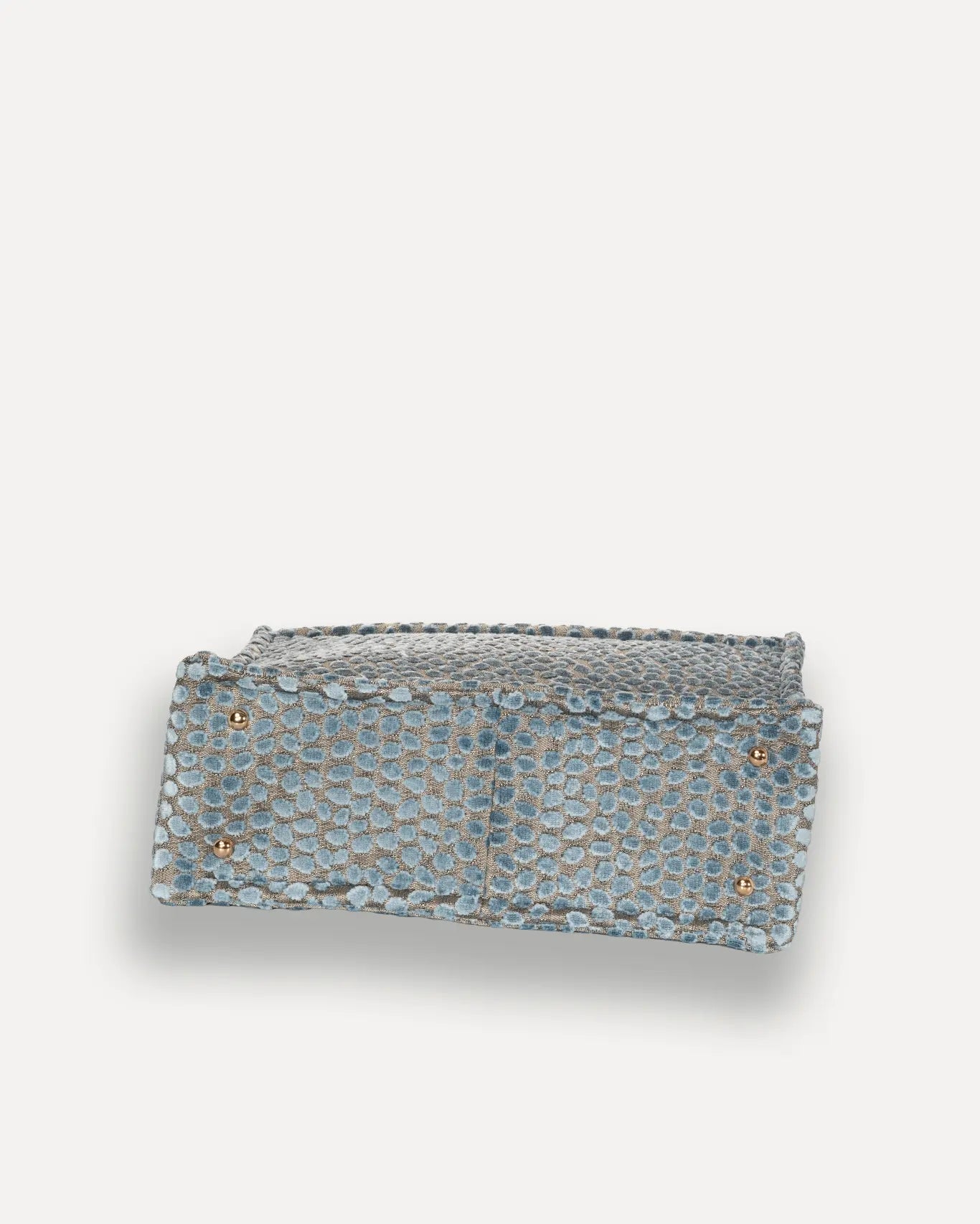 Bodenansicht Cyclades Medium Tote Bag Sorena Greece, stabiler Boden mittlerer Shopper Blaugrau Unterseite handgefertigt.