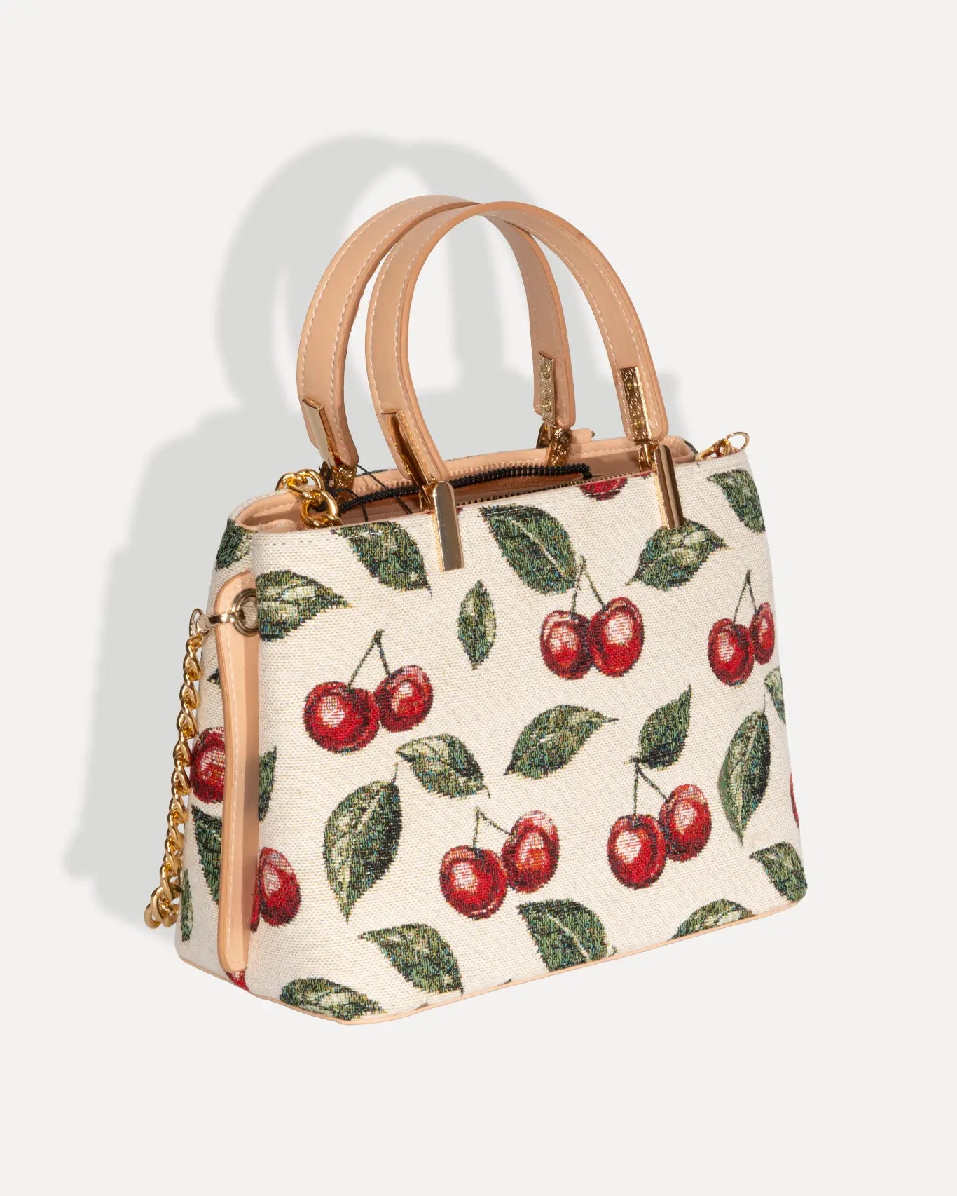 Rückseite Galleria Bag Cherry Edition Sorena Greece, handgefertigte Rückseite kirschroter Jacquard Sorena Griechenland