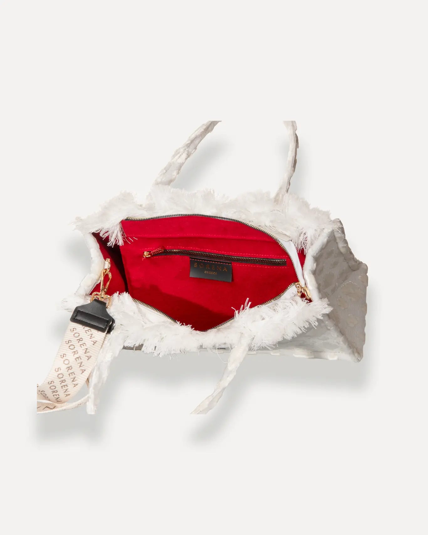 Innenansicht Milos Medium Tote Bag Sorena Greece, Hauptfach Innentasche veganer Shopper Milos Creme Griechenland.