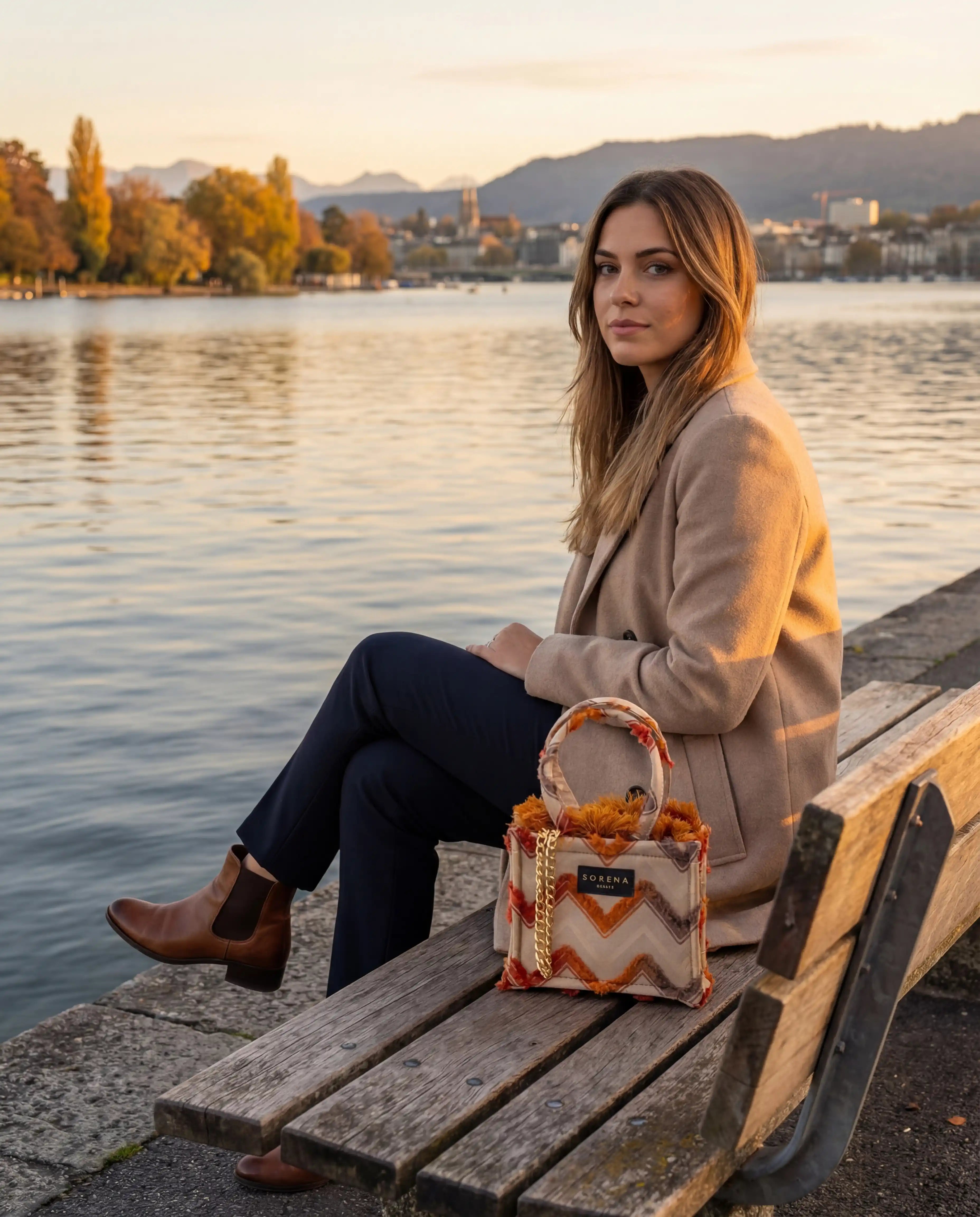 Sorena Greece Mini Bag Katrina Orange, Beige - handgemacht, vegan