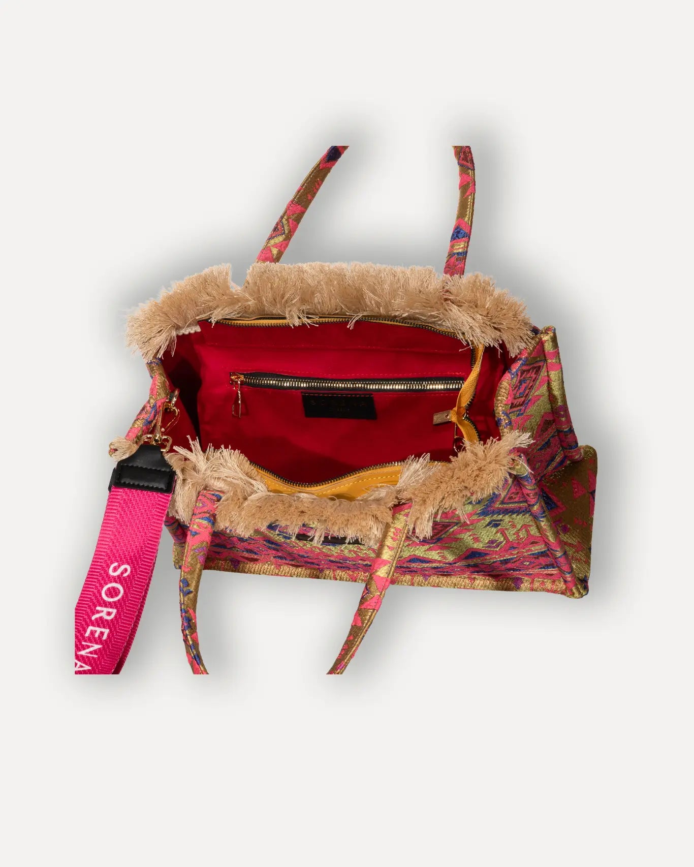 Innenansicht Nisiotissa Medium Tote Bag Sorena Greece, Hauptfach Innentasche veganer Shopper mittelgroß Griechenland.
