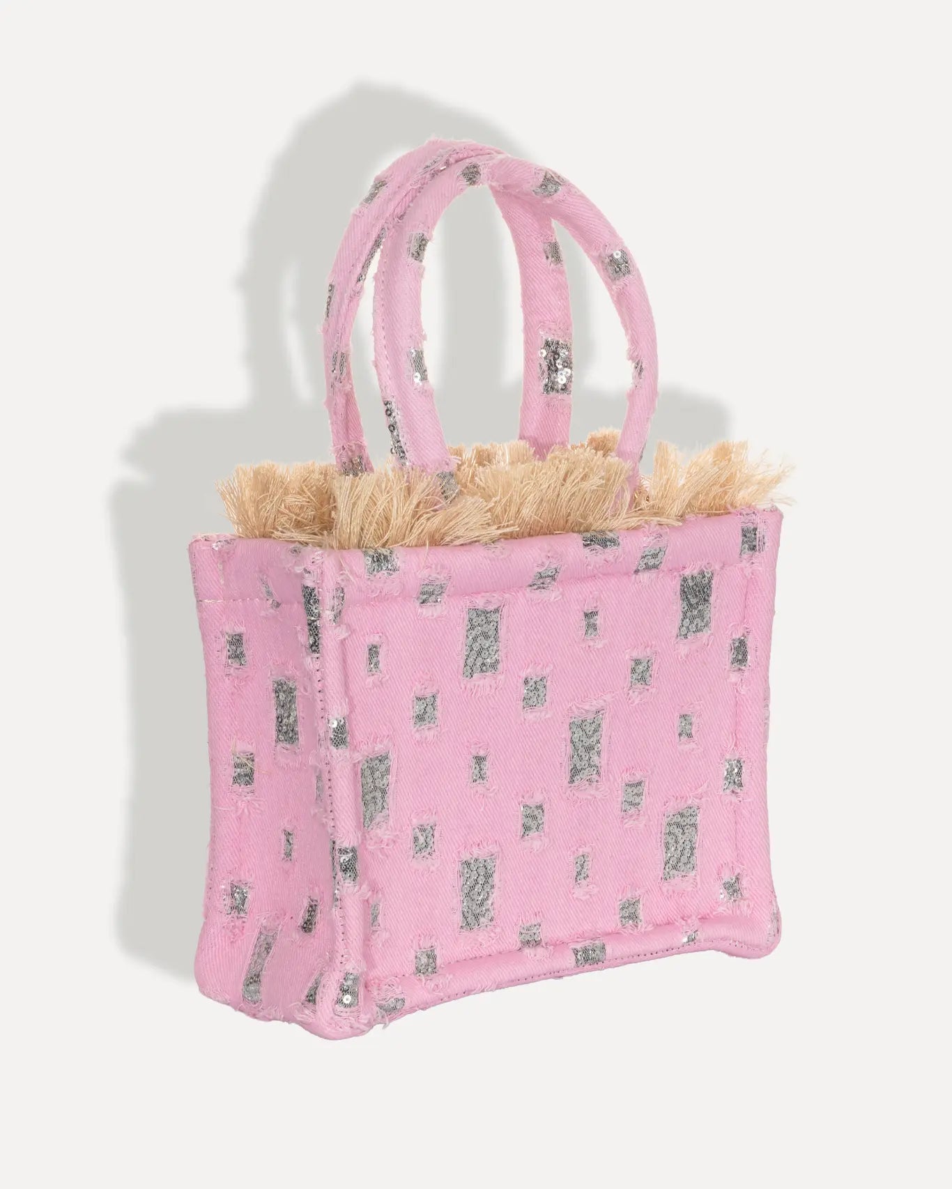 Rückseite Rozalia Mini Tote Bag Sorena Greece, mini Shopper Rosa Metallic handgefertigte Rückseite saubere Verarbeitung