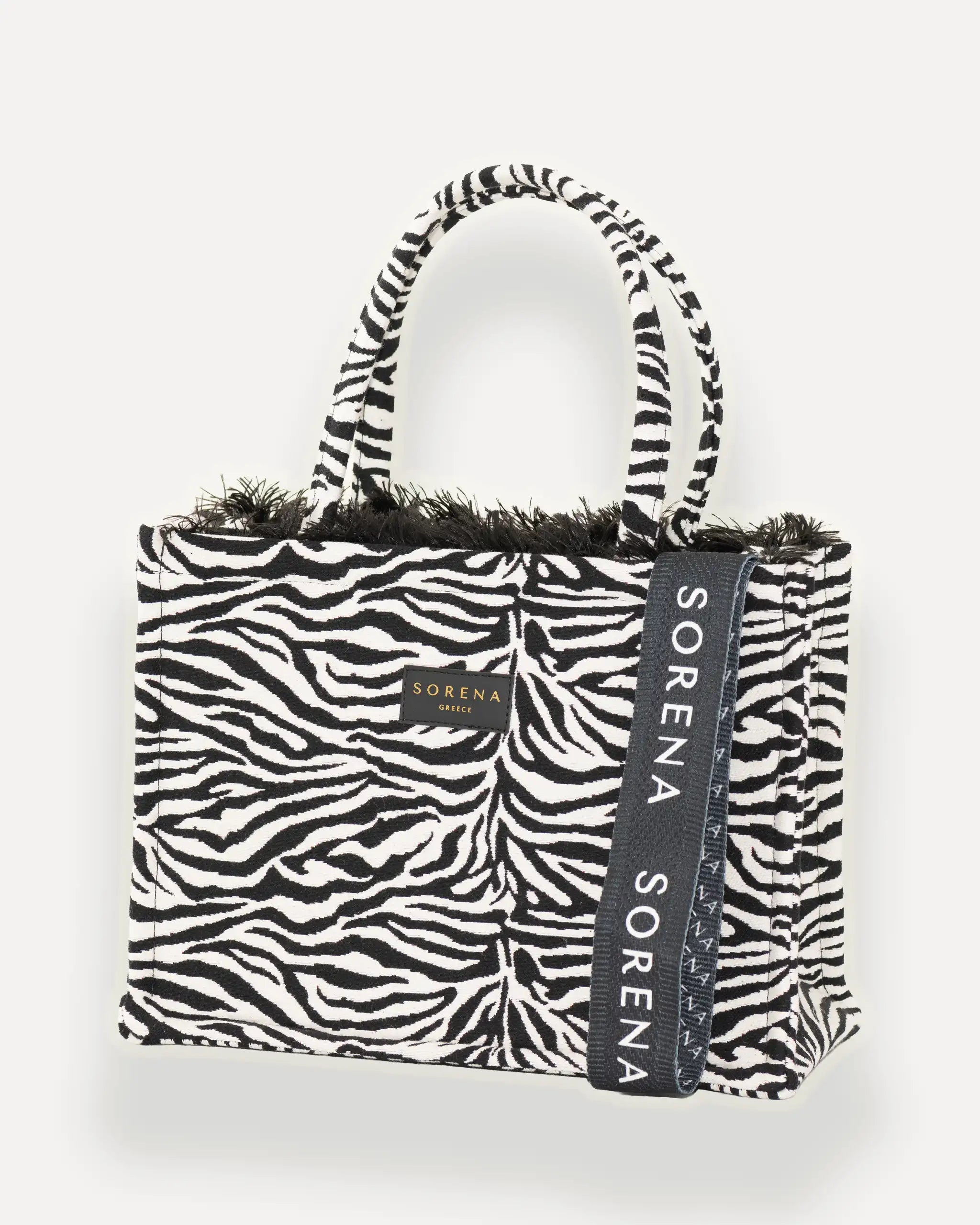 Sorena Greece Shopper Zegina Schwarz, Weiss - Zebra, vegan