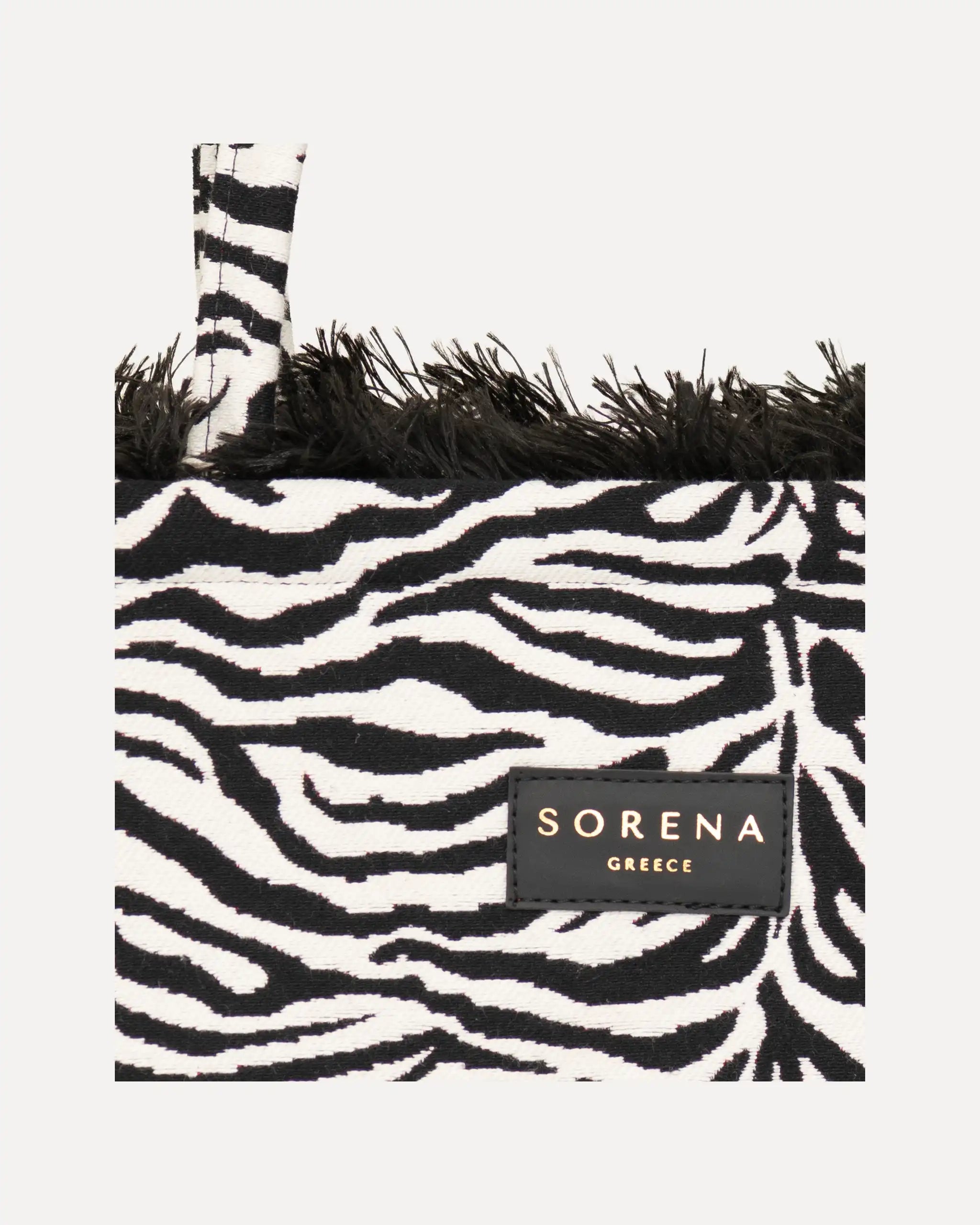 Sorena Greece Shopper Zegina Schwarz, Weiss - Zebra, vegan