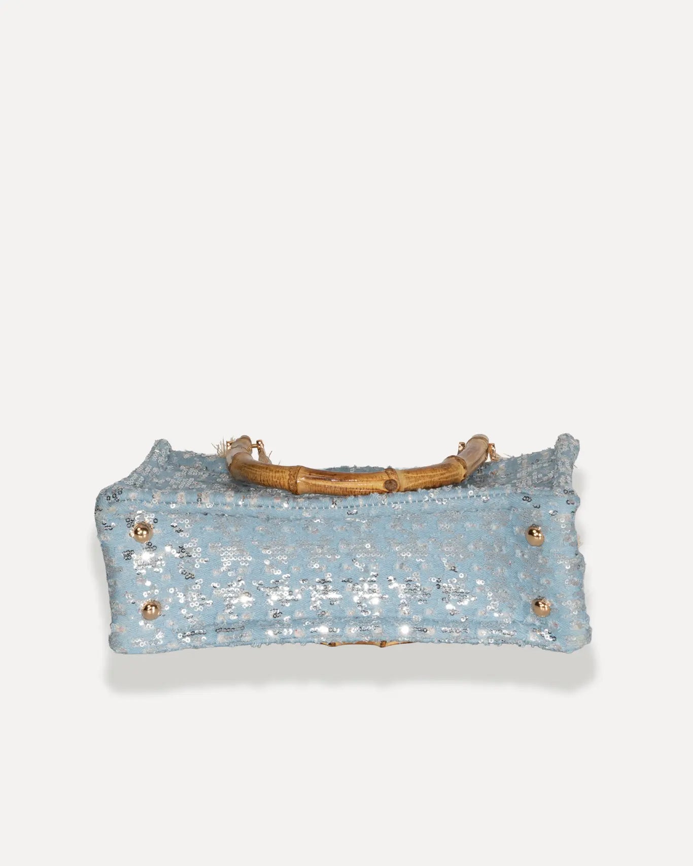 Bodenansicht Tritiani Mini Bamboo Tote Bag Sorena Greece, flacher Boden Bamboo Pailletten Shopper Unterseite