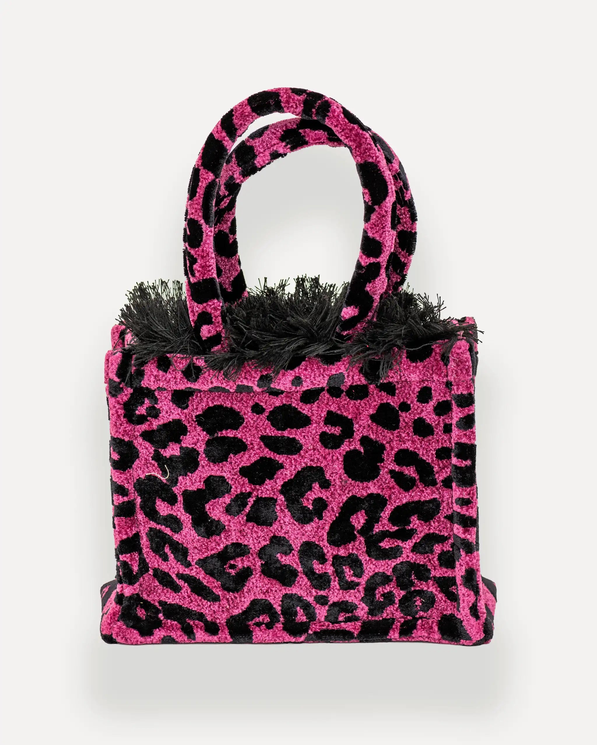 Rückansicht der Sorena Greece Mini Tote Bag – handgemachte kleine Umhängetasche für Damen mit goldener Kette und Fransen, ideal als crossbody bag für stilvolle Looks in der Schweiz.