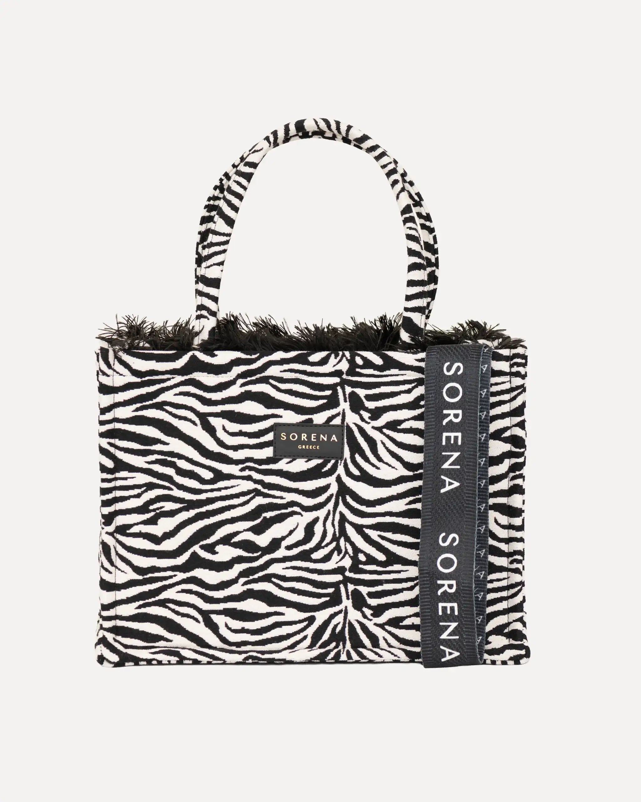 Sorena Greece Shopper Zegina Schwarz, Weiss - Zebra, vegan